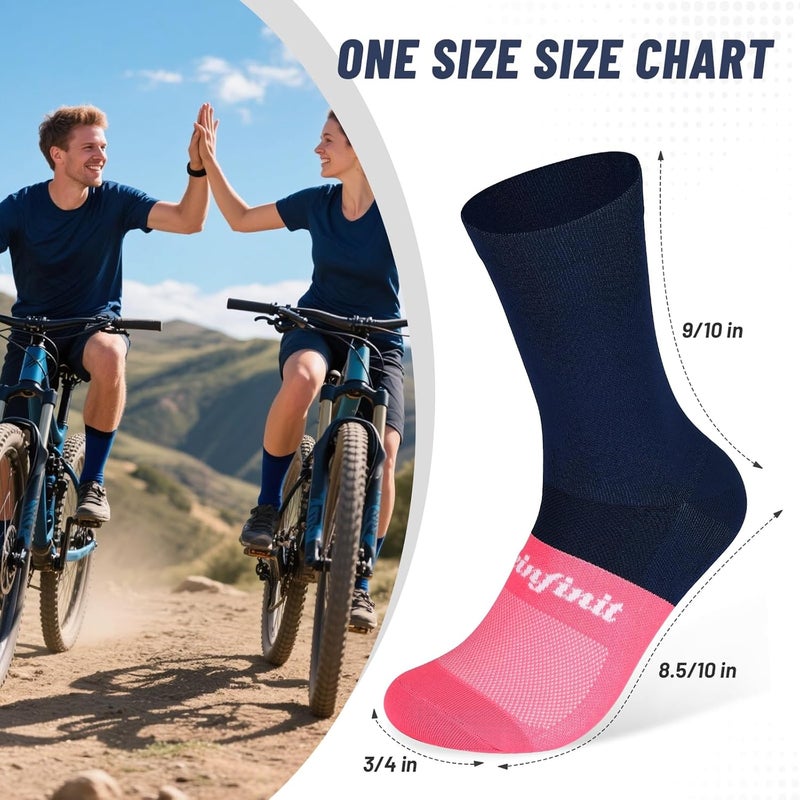 Steinfinit Reflective Cycling Socks Splicing Color,Mid Calf Breathable Cushioning Sock for Men and Women,Bike Sport(One Size) - Image 3